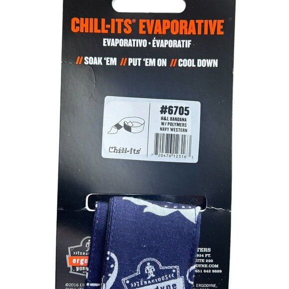 CHILL-ITS BY ERGODYNE 6705 Evaporative Cooling Bandana Navy 52JA02 - Lot of 4 - Picture 5 of 6